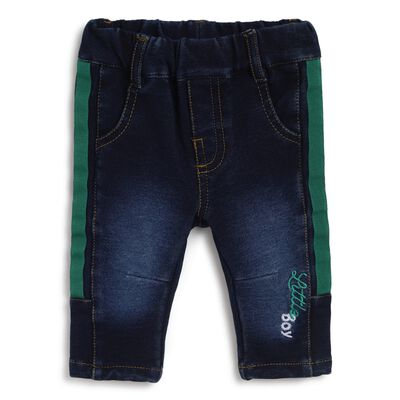 Boys Dark Blue Stretch Denim Long Trouser